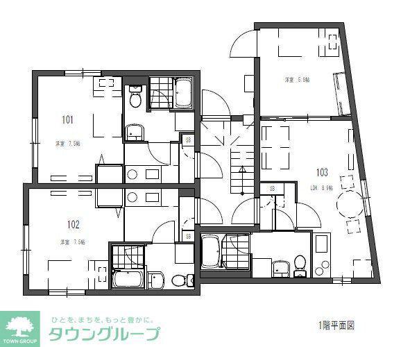 ファブール世田谷仙川(ワンルーム/1階)の間取り写真