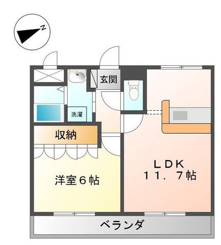 グランデ フィアスケッタ(1LDK/2階)の間取り写真