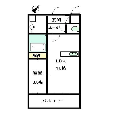 パリエ・アヴェニュー(1LDK/5階)の間取り写真