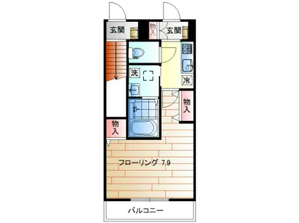 グランドール聖蹟桜ヶ丘(1K/1階)の間取り写真