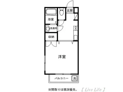 リバーシティ学園都市(1K/2階)の間取り写真