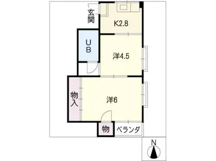 長島ビル2(2K/4階)の間取り写真