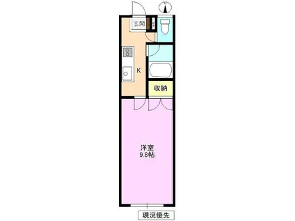 常磐城マンション(1K/1階)の間取り写真