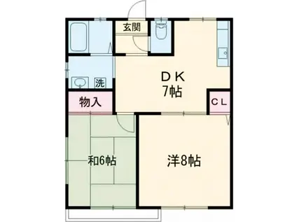 サンハイツ蛭池II(2DK/1階)の間取り写真