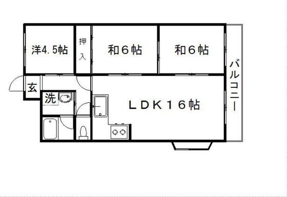 YSビル岡南(3LDK/2階)の間取り写真