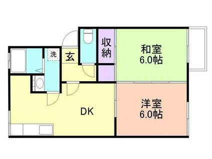 プレジール塩屋(2DK/2階)の間取り写真