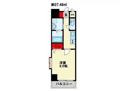 到津の杜 桜花(1K/9階)の間取り写真