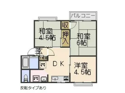 シティハイムII(3DK/2階)の間取り写真