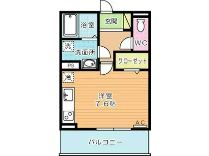 M・K・K北方(ワンルーム/1階)の間取り写真