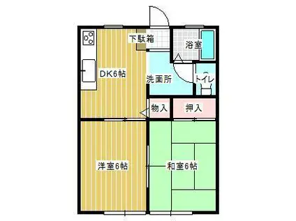 サンライフグランデージュA棟(2DK/1階)の間取り写真