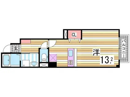 ソレイユIII番館(1K/1階)の間取り写真