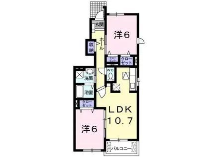 グリーンハウス C(2LDK/1階)の間取り写真