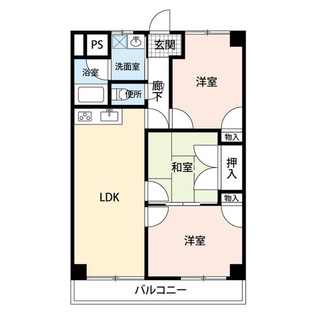 グランドハイツ竜王(3LDK/3階)の間取り写真