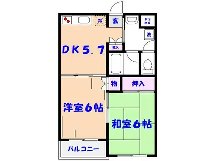 セントヒルズ本八幡(2DK/3階)の間取り写真