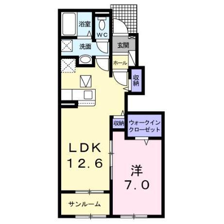 菊池アイリス A(1LDK/1階)の間取り写真