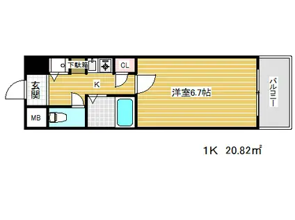 ロイヤルヒル神戸三ノ宮2(1K/7階)の間取り写真