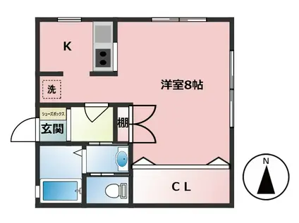 ハイツK(1K/1階)の間取り写真