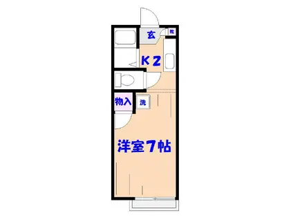 京成本線 江戸川駅 徒歩5分 2階建 築32年(1K/2階)の間取り写真