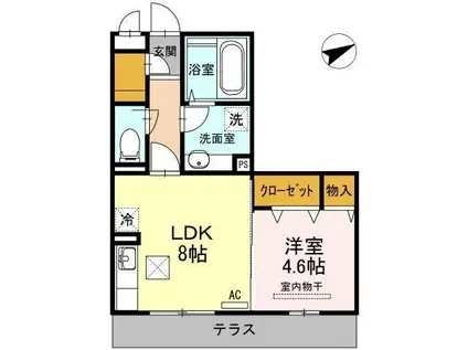 D-ROOM LABO(1LDK/1階)の間取り写真