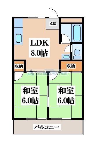 旭ガーデンハイツ(2DK/2階)の間取り写真