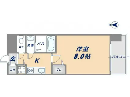 メゾン・ド・ヴィレ深江(1K/4階)の間取り写真