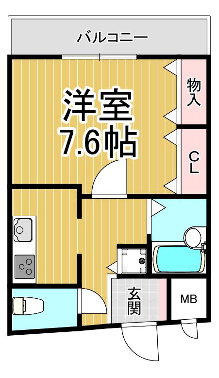 三和建設中山寺ビル(1K/4階)の間取り写真