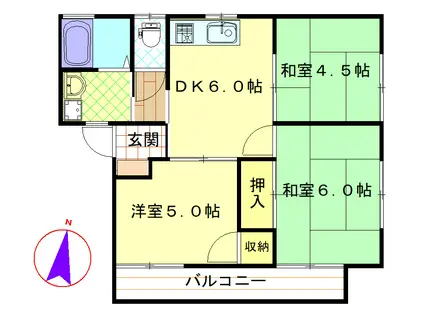駅前コーポ(3DK/2階)の間取り写真