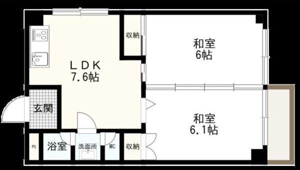 ヴィラコスモス稲沢(2LDK/4階)の間取り写真