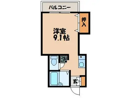 パージュ弐番館(ワンルーム/1階)の間取り写真