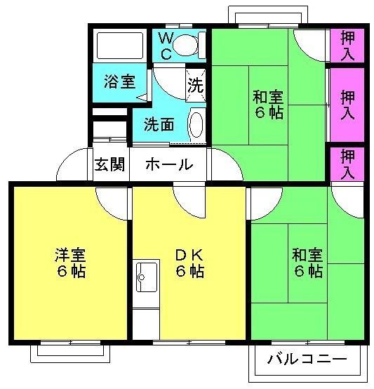 サンハイツ吉田(3DK/1階)の間取り写真
