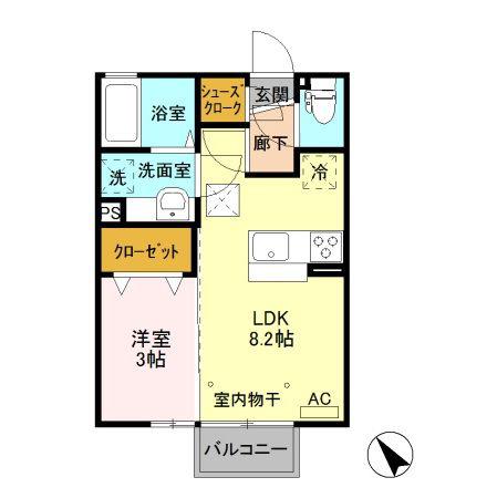 リヴェール乙女 B(1LDK/1階)の間取り写真
