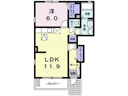 アイファ(1LDK/1階)の間取り写真