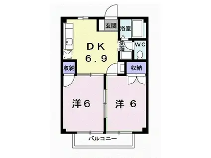 シャルマンコーポI(2DK/1階)の間取り写真