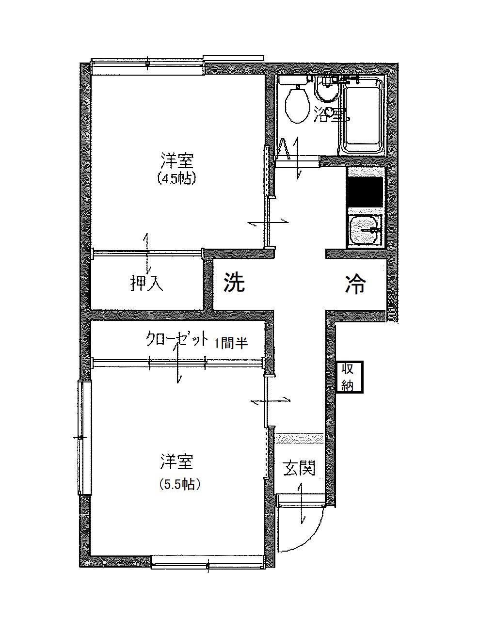 田中アパート(2K/1階)の間取り写真