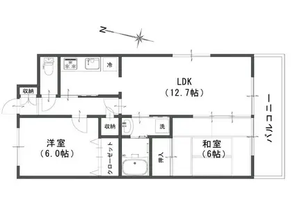 カームネスK(2LDK/2階)の間取り写真