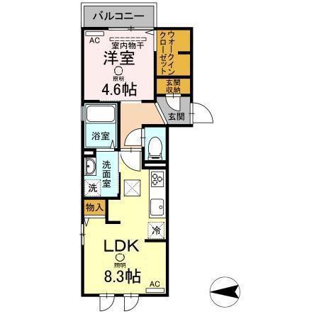 ROCKA(1LDK/1階)の間取り写真