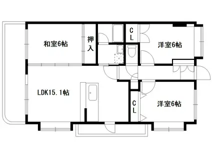 インフィニティ田迎(3LDK/7階)の間取り写真