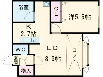 メゾンドヴォーグ(1LDK/2階)の間取り写真