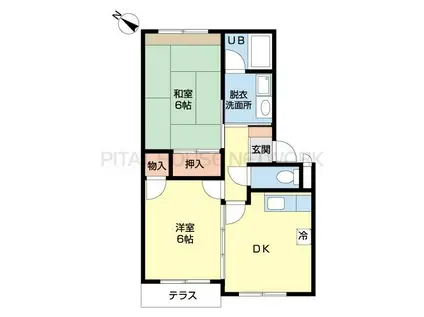 αNEXT高崎第2 弐番館(2DK/1階)の間取り写真