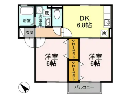 パークハイム古市A棟(2DK/2階)の間取り写真