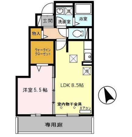 モダンコート東阿保(1LDK/1階)の間取り写真