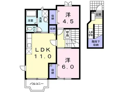 エスポワール21C(2LDK/2階)の間取り写真