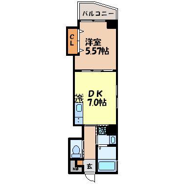 MフラットIII(1DK/8階)の間取り写真