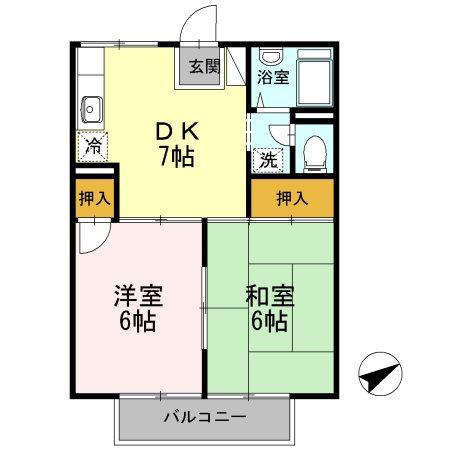 コーポ・シーマ(2DK/2階)の間取り写真