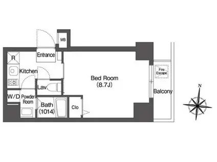エスタート両国(1K/4階)の間取り写真
