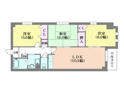 アルタイル中上(3LDK/1階)の間取り写真
