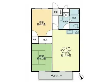 フォブール勅使B(2LDK/1階)の間取り写真