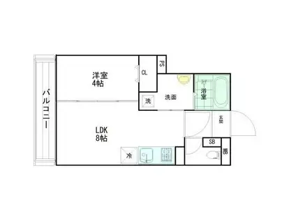 コモンリード華孝(1LDK/3階)の間取り写真