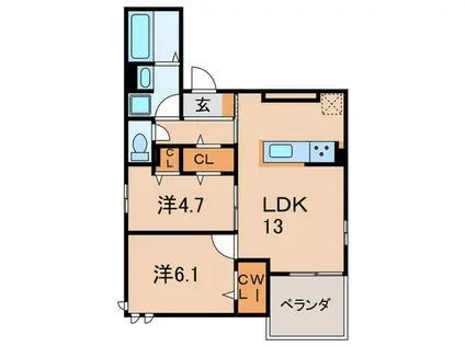 CILIEGIO(2LDK/1階)の間取り写真