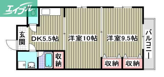 コニファープラザ新福(2K/3階)の間取り写真